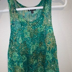 Green water color tank blouse